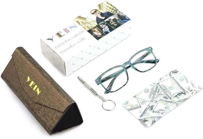 YEIN Bifocal Reading Glasses with Blue Light Blocking Lenses, Bifocal Reader for Women and Men, Vintage Square frame with Spring Hinge (+0.50/+2.25 magnification)