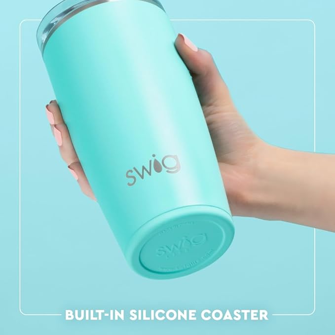 Swig Life 22oz Insulated Tumbler, Travel Coffee Tumbler with Lid, Cup Holder Friendly Travel Coffee Mug, Stainless Steel, 22 oz Tumblers, Reusable Insulated Mug with Lid (Scoop There It Is)