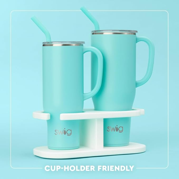 Swig Life 30oz Mega Mug, 30 oz Tumbler with Handle and Straw, Cup Holder Friendly, Dishwasher Safe, Extra Large Insulated Tumbler, Stainless Steel Water Bottle (Prep Rally)