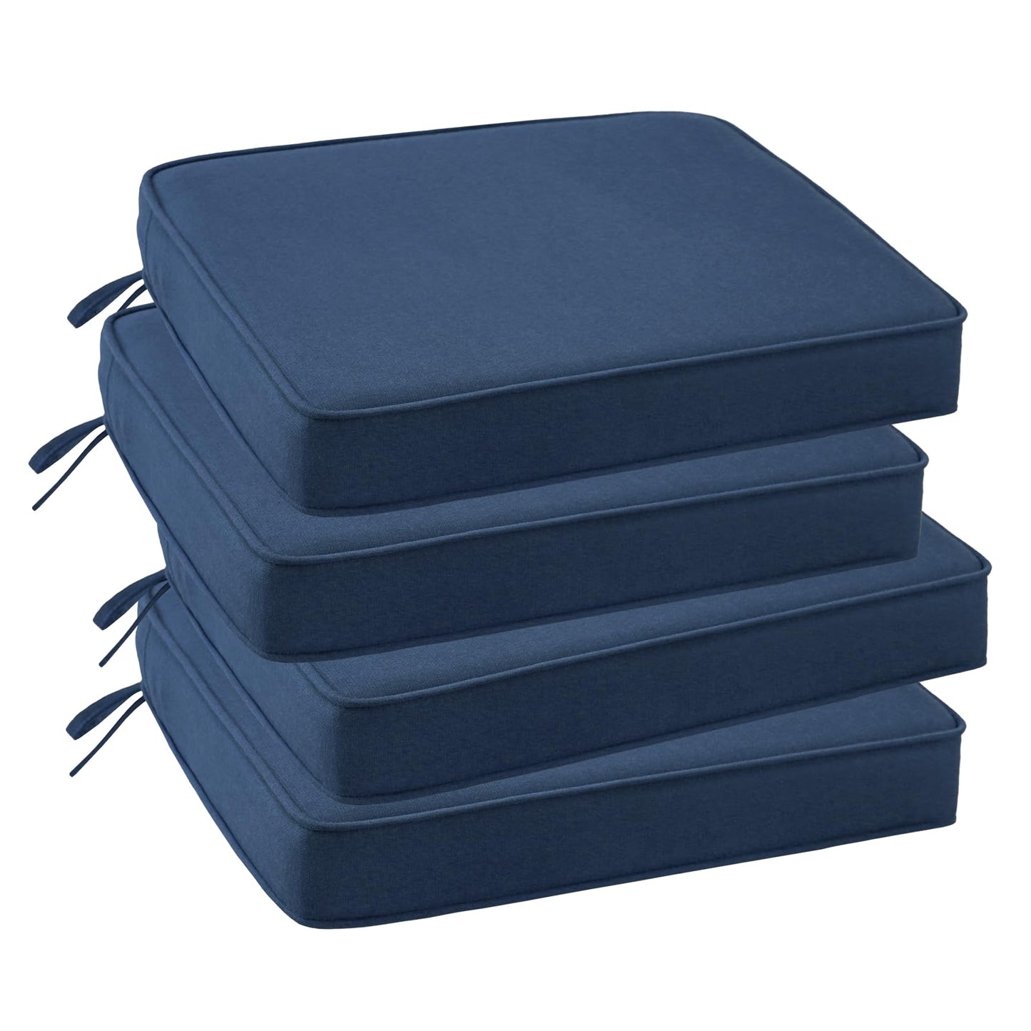 Supdurplus Outdoor Sunbrella Square Corner Seat Cushion, 19"x19"x3", Set of 4, Non Slip Seat Cushion Pads with Removable Cover for Patio Furniture, Garden Yard Lawn, Specrtum Indigo