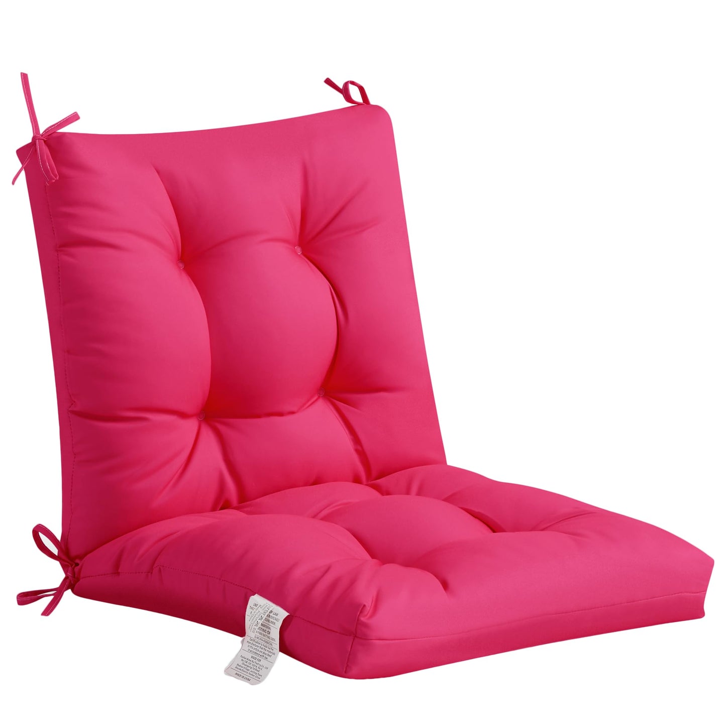 ADLIVWYD Seat & Back Combined Outdoor Chair Cushion, Set of 4, Comfort Tufted Replacement Dining Chair Cushion with Ties for Patio Furniture, 40x20x4 inches (Pink)