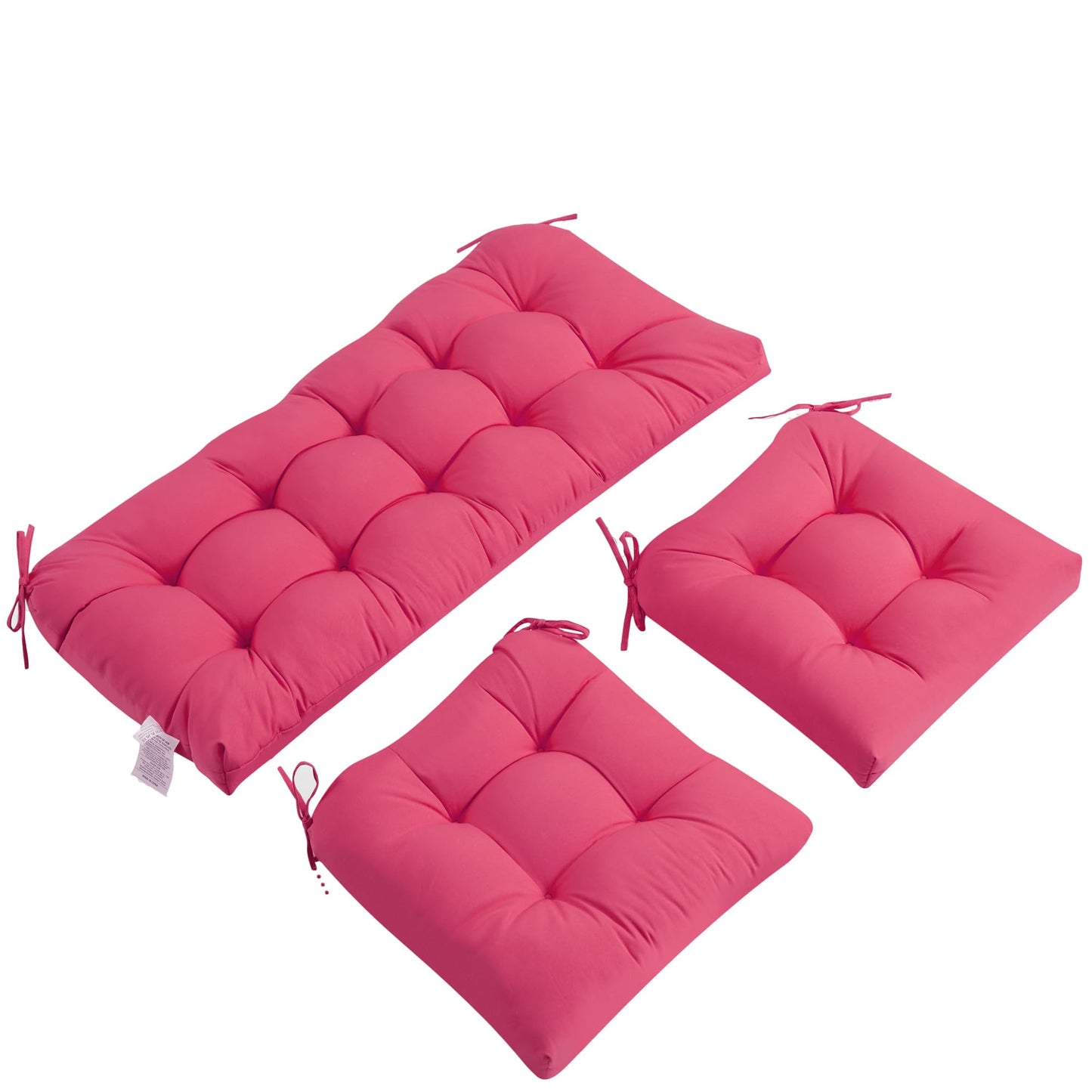 ADLIVWYD 3-Pieces Wicker Chair Cushion Set, 1 loveseat and 2 U-Shape, 44"x19" &19"x19" Tufted Outdoor Cushions for Indoor/Outdoor Patio Furniture (Pink)