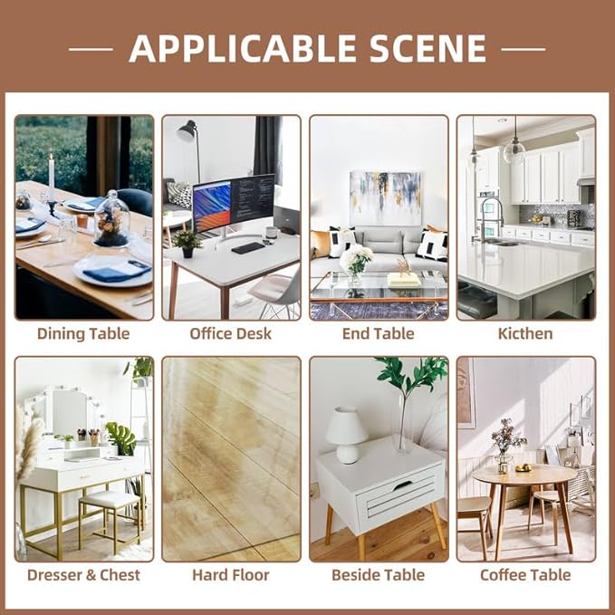 Warmstar Clear Table Cover Protector 32 x 96 Inch,1.5mm Thick Plastic Table Cover Rectangle,PVC Clear Table Protector,Desk Protector Mat for Kitchen, Dresser, Writing Desk,Dining Room Table