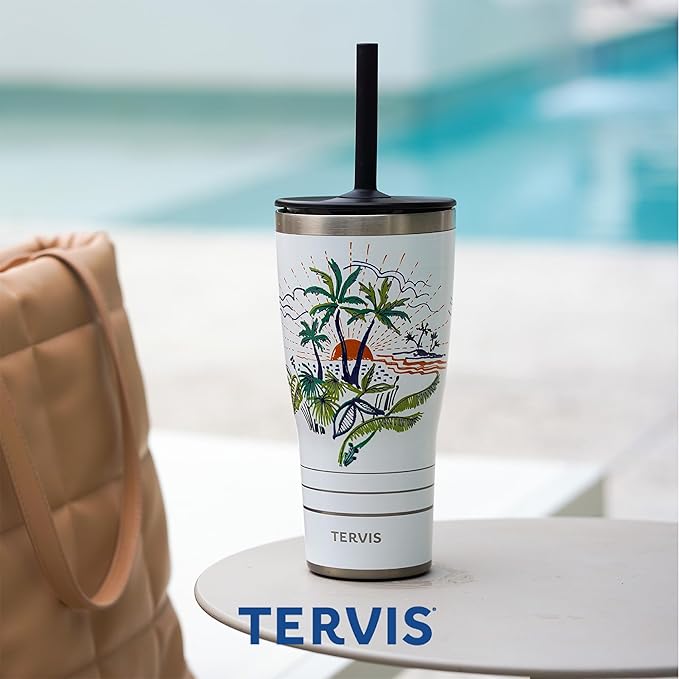 Tervis Traveler Coast Guard USCG Logo Triple Walled Insulated Tumbler Travel Cup Keeps Drinks Cold & Hot, 30oz - with Straw Lid, Stainless Steel