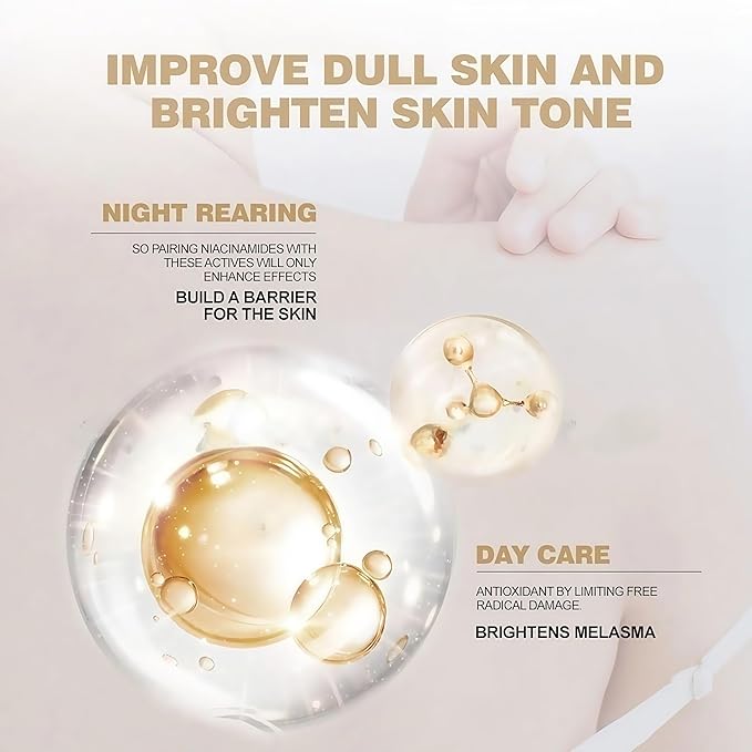 Ashley Shine Niacinamide Serum Moisturizes Skin Care 2 in 1 for Face and Body,Brightening Serum for Dark Spots, Body, Fine Lines & Wrinkles 17.58Fl Oz