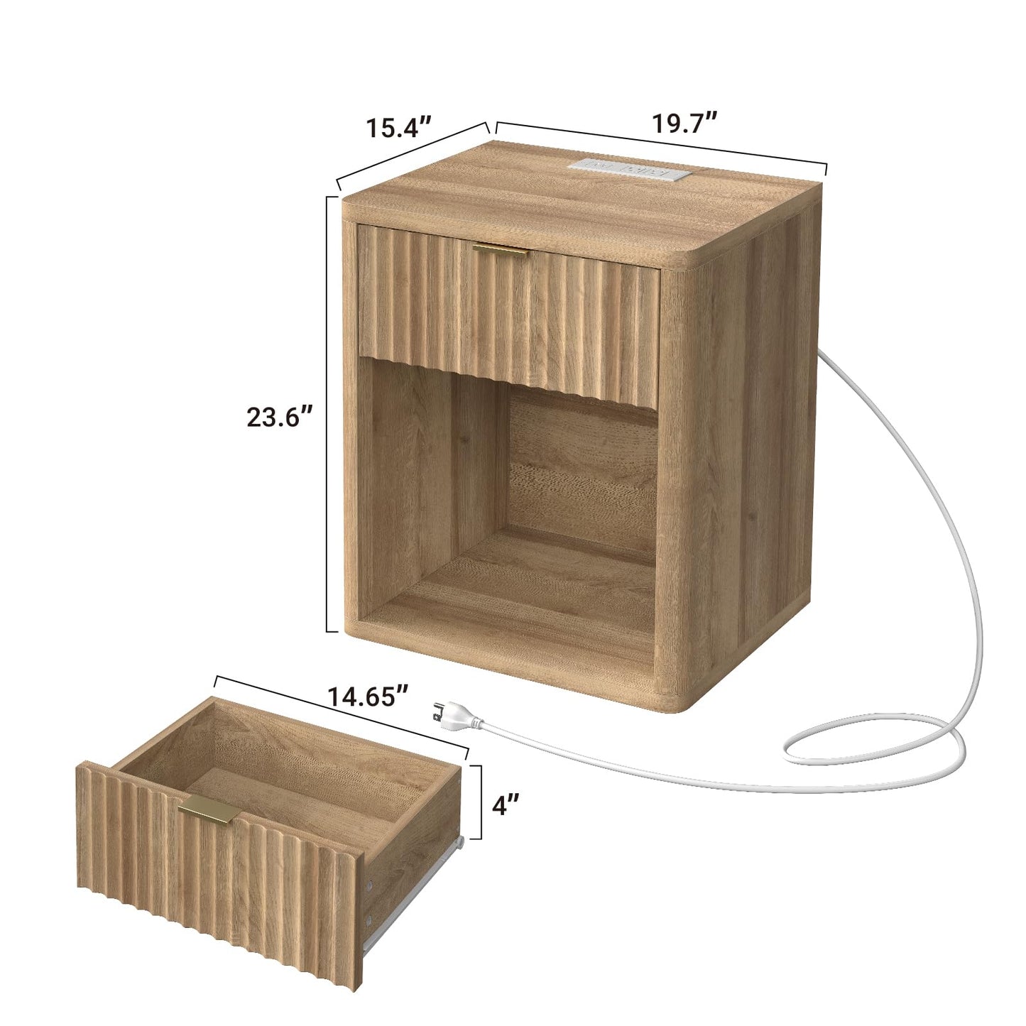 Night Stand Nightstand with Drawer Storage Bed Side Table End Table Large Modern Wood Wide Bedside Stand Mid Century Night Stands for Bedroom Living Room Sofa Couch Home Office, Oak