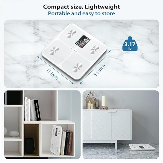 ABLEGRID Digital Smart Bathroom Scale for Body Weight and Fat Percentage,Body Fat Scale with BMI Large LCD Display,Accurate Body Composition Analyzer,Weighing Machine for People with Fitness App,400lb