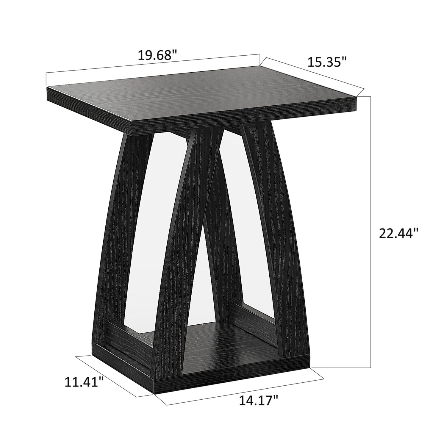 FROMJBEST End Tables Living Room, Side Table Beside Sofa, Nightstand for Bedroom, Couch Side Table with Shelf, Modern End Table for Living Room, Black End Table