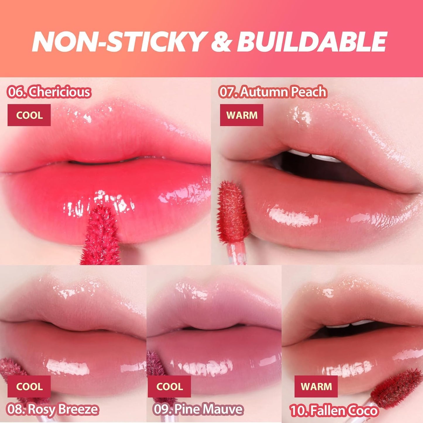 MILKTOUCH Jelly Fit Lip Tint (07 Autumn Peach) with Cooling Plumping Effect and Water-Based Non-Sticky Texture | Long Lasting Korean Beauty Lipstain Tinted Gloss Oil Brown K Makeup