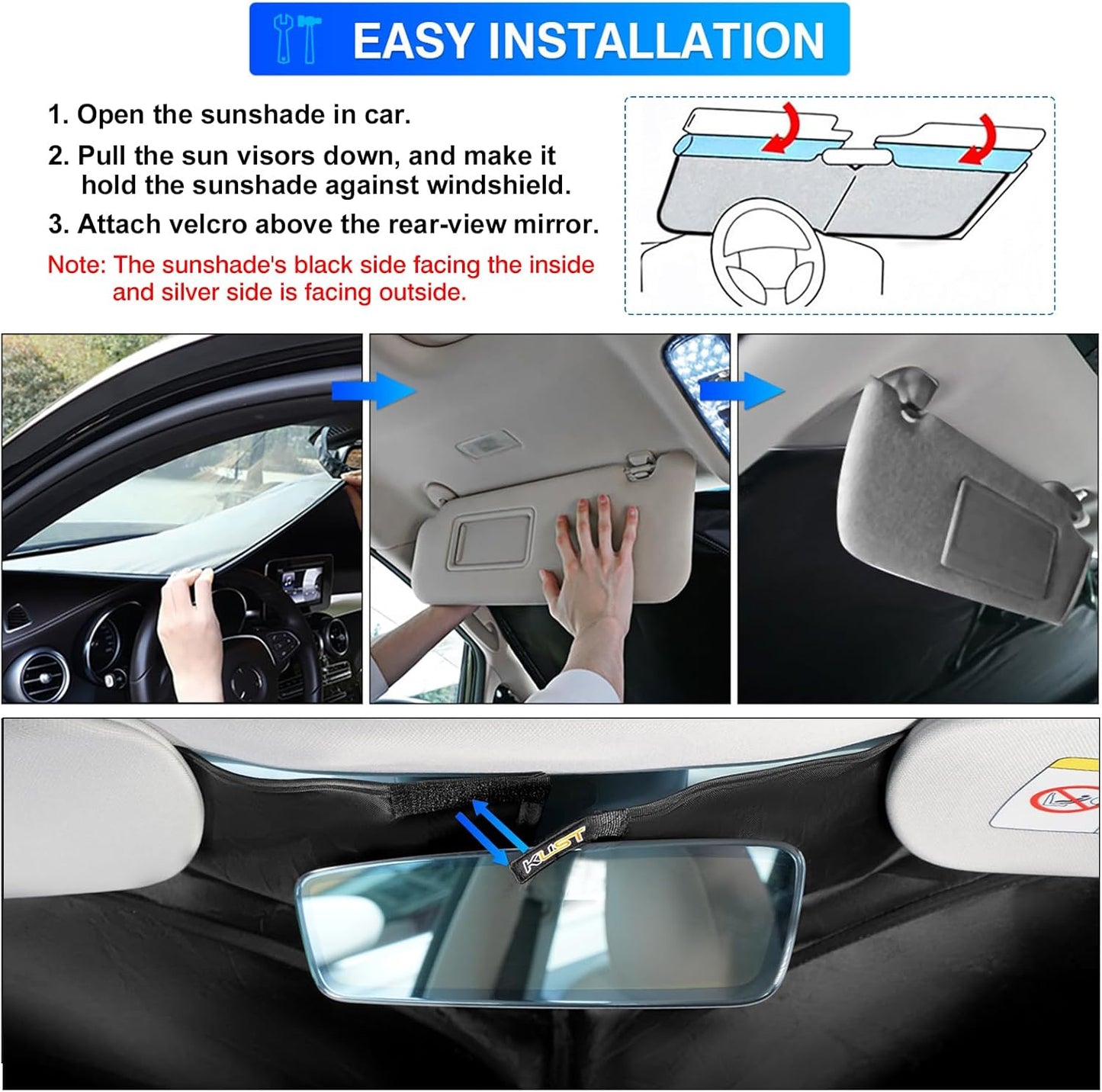 KUST Windshield Sun Shade for 2018-2024 Lexus LC Coupe Accessories Custom Fit Sunshade Sun Visor Protector Foldable Blocks UV Rays Keep Your Car Cooler