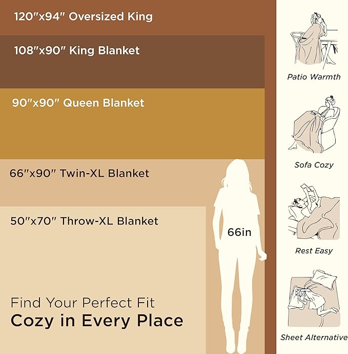 Bedsure 100% Cotton Blanket King Size for Bed - Breathable and Lightweight, Soft Cozy Textured Herringbone Woven Blanket for Summer Spring, Tan, 108x90 inches