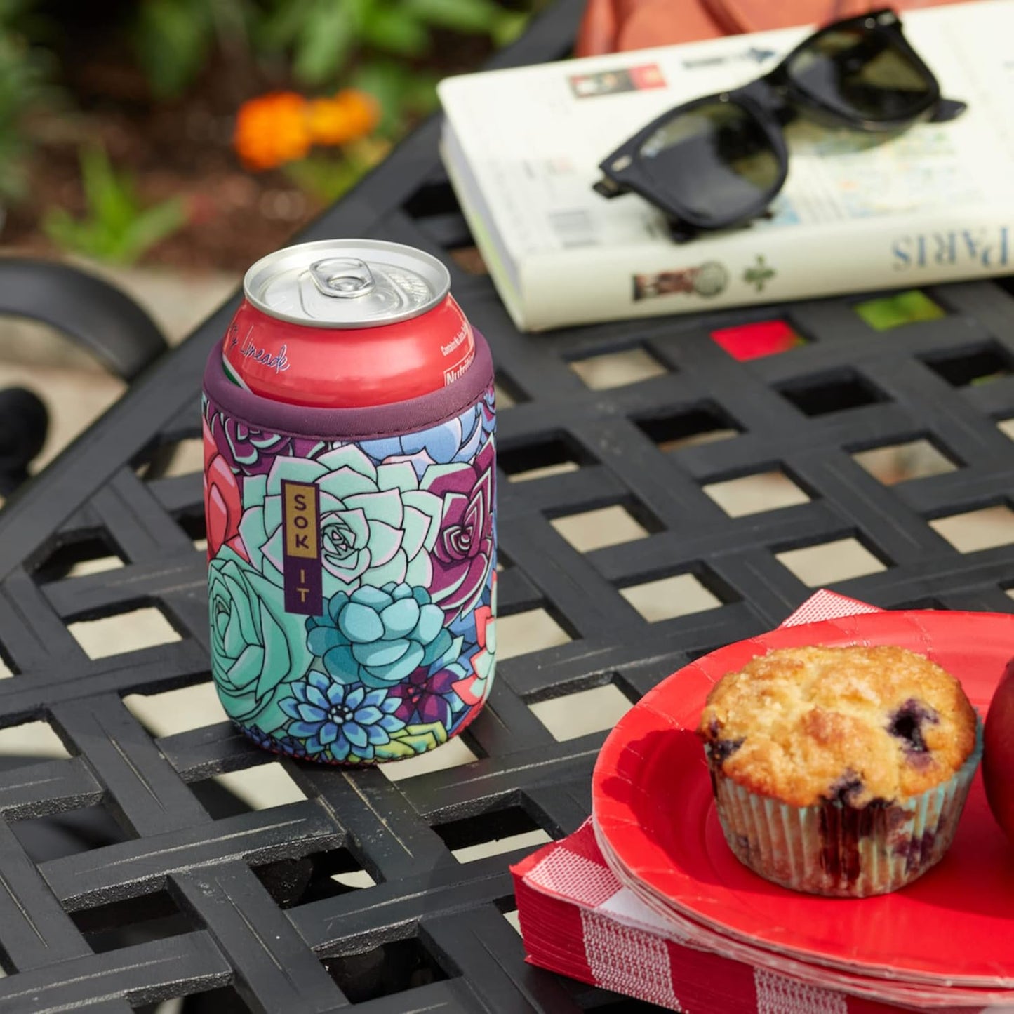 Sok It CanSok Sleeve for Beer & Soda Insulated Neoprene Cover (Picnic Basket, 16oz Can Sleeve)