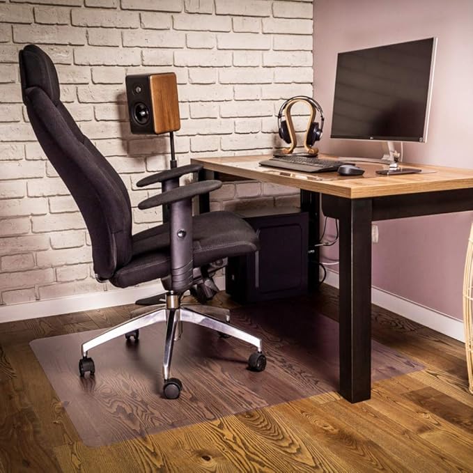 NECAUX Custom 46 x 87 Inch Frosted Table Cover Protector, 1.5mm Thick Wood Grain Transparent Table Pad Non-Slip Tablecloth Plastic Protective Pad for Dining Living Room Table Conference Table