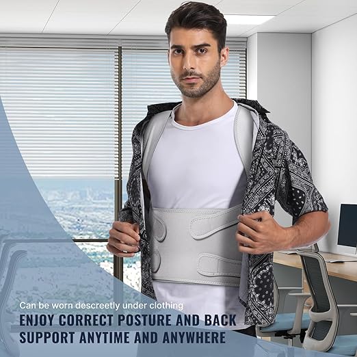 Fit Geno Back Brace Posture Corrector for Men & Women: Shoulder Straightener Adjustable Full Back Support Pain Relief - Scoliosis Hunchback Spine Corrector (Large)