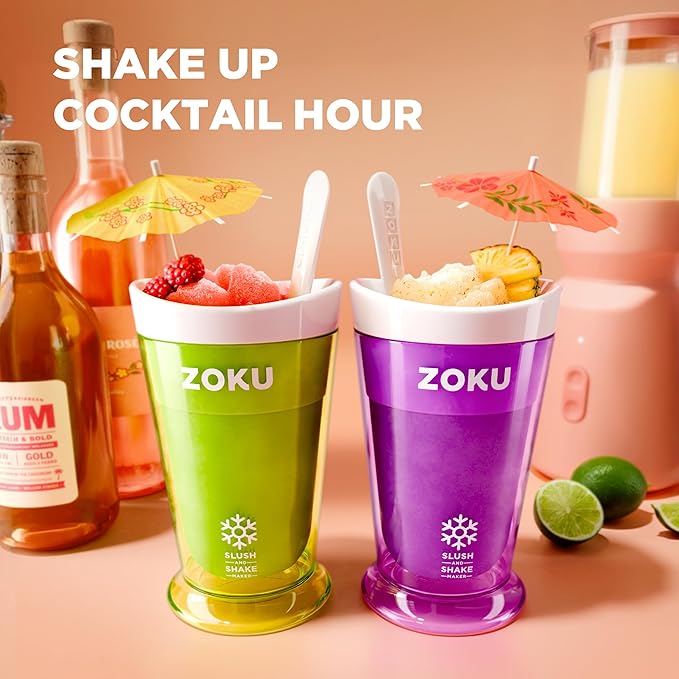 ZOKU Jumbo Slush and Shake Maker, Compact Make and Serve Cup with Freezer Core Creates Single-Serving Smoothies, Slushies and Milkshakes in Minutes, BPA-Free, Red