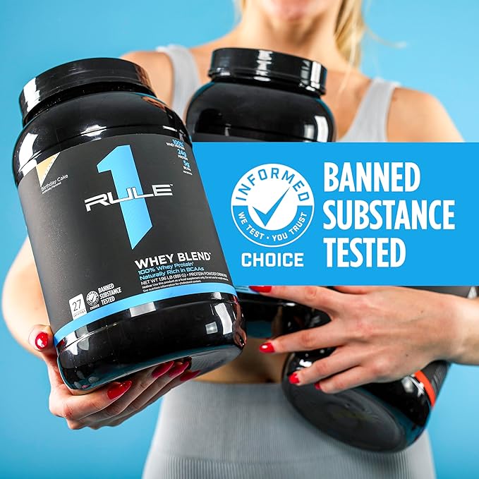 Rule One Proteins, R1 Whey Blend - 24g Fast-Acting Whey Protein Concentrates, Isolates, and Hydrolysates Per Serving, with Naturally Occurring EAAs and BCAAs (1 Pounds*, Vanilla Ice Cream)
