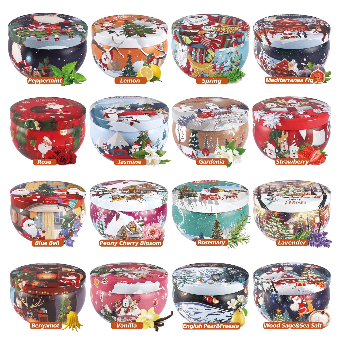 16Pack Christmas Scented Candles Gift- Aromatherapy Candle-Soy Wax-Long Lasting Burn time, Christmas Thanksgiving Gifts for Women,Home Decor