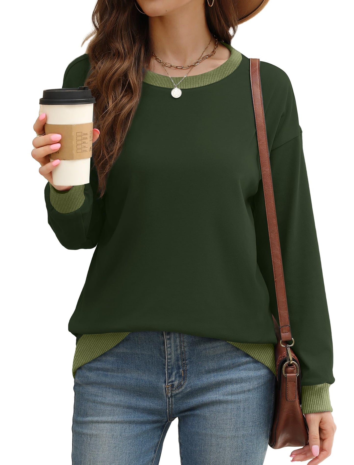 Saloogoe Womens Tops Trendy 2025 Long Sleeve Loose Fit Sweatshirts Ugly Christmas Sweaters 2025 Green St Patricks Day Shirts XL