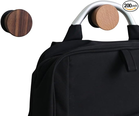 2 PCS Retro Magnetic Hooks, Wrought Iron Wooden Ball Hooks, Creative Punch-Free Storage for Refrigerators, Metal Doors, and Lockers (Beech+Walnut Wood,L)