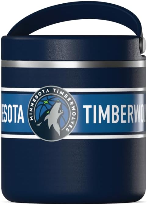 Hydrapeak x NBA Officially Licensed Minnesota Timberwolves 14oz Mini Kids Water Bottle with Straw Lid and Handle Reusable Stainless Steel Double Wall Insulated Spill Proof Sports Gift for Boys Girls