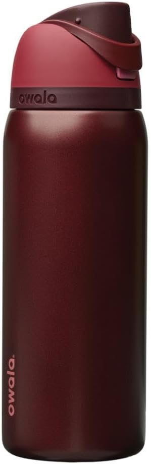 Owala FreeSip Insulated Stainless Steel Water Bottle with Straw, BPA-Free Sports Water Bottle, Great for Travel, 32 Oz, Black Cherry