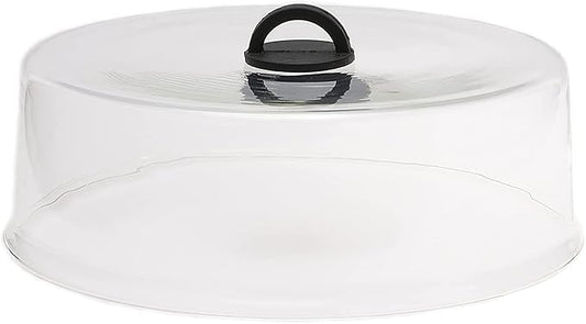 Tall Microwave Tempered Borosilicate Glass Plate Cover with Black Easy-Grip Silicone Handle - Unvented to Steam Food -Microwaveable/Oven/Stove Safe - Black Silicone Handle for Safe Easy Grip