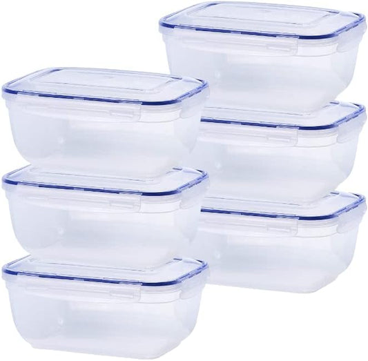 Superio Plastic Food Storage Containers with airtight Lid for Pantry, Fridge- BPA Free, Leakproof Sealed Container- Microwave, Dishwasher and Freezer Safe, Clear (17 Cup- 6 Pack)