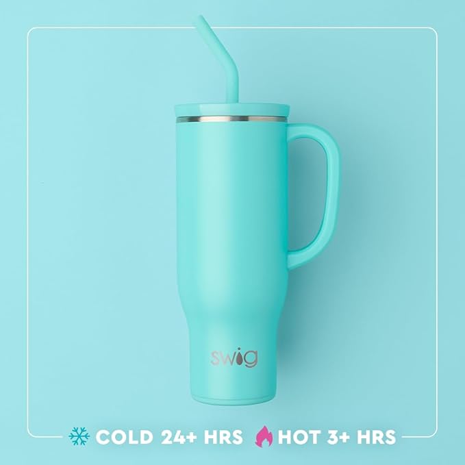 Swig Life 30oz Mega Mug, 30 oz Tumbler with Handle and Straw, Cup Holder Friendly, Dishwasher Safe, Extra Large Insulated Tumbler, Stainless Steel Water Bottle (Bride to Be)