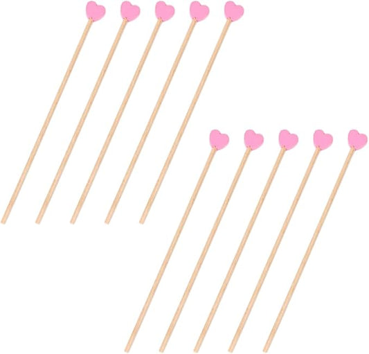 100 Pieces Disposable Wooden Coffee Stirrers Pink Heart Wooden Coffee Stir Sticks Wooden Stirrers Wooden Drink Stirrer Sticks for Coffee Cocktail Milk Beverage, 6.1 Inches