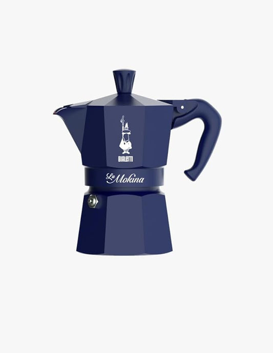 Bialetti Moka Express Iconic Italian Stovetop Espresso Maker (Blue, Half Cup)