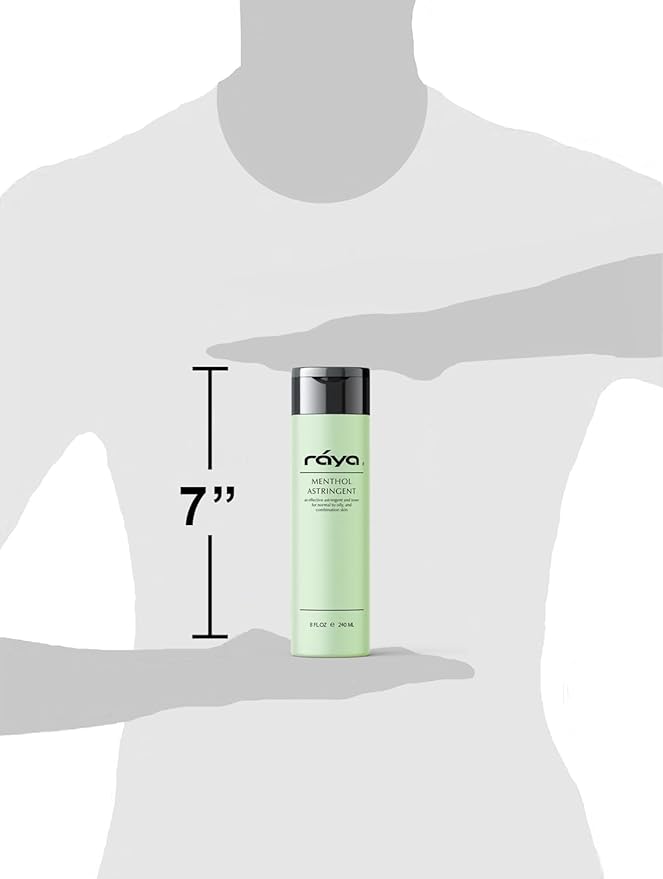RAYA Menthol Astringent 8 oz (203) | Effective Facial Toner for Combination and Partially Oily Skin Prone to Break-Outs | Helps Refine, Tighten, and Protect pH Balance | Cools, Refreshes and Soothes