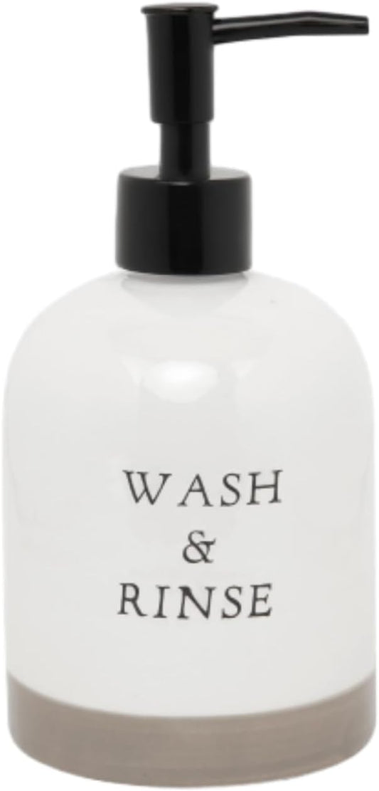 Young's Inc Farmhouse Soap Dispenser, Decorative Dish and Hand Soap Dispenser for Country Bathroom and Kitchen Counter, White, 7 Inches