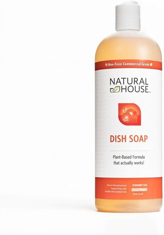 Enzyme Hand Dish Soap - Natural House Scrubby - Probiotic Formula Cuts Grease, Gentle on Hands - Plant-Based, Septic Safe - Sensitive Skin Friendly - Citrus Scent - 32 oz