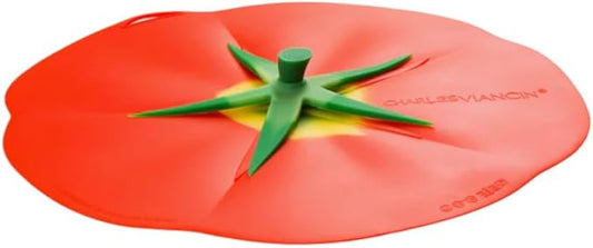 Charles Viancin - Tomato Silicone Lid for Food Storage and Cooking - 9''/23cm - Airtight Seal on Any Smooth Rim Surface - BPA-Free - Oven, Microwave, Freezer, Stovetop and Dishwasher Safe