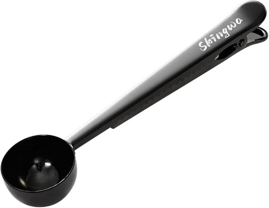 Coffee Scoop with Bag Clip, Multi-Function Milk Powder Measuring Spoon, 20ml (Black)