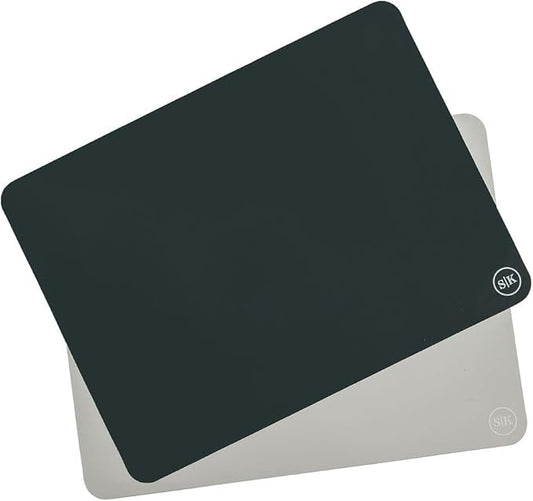 The Silicone Kitchen Silicone Baking Mats, Dishwasher Safe, BPA Free, Extra Thick, Half Sheet 16 in into 11.75 in, Set of 2, Blue and Gray