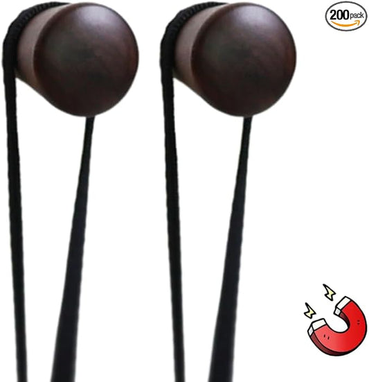 2 PCS Retro Magnetic Hooks, Wrought Iron Wooden Ball Hooks, Creative Punch-Free Storage for Refrigerators, Metal Doors, and Lockers (Walnut Wood,S)