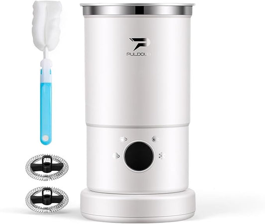 Electric Milk Frother and Steamer - 4-in-1 Automatic Coffee Steamer Frother with 10.5OZ (300ML) Capacity, Warm and Cold Foam Maker for Coffee, Latte, Cappuccino, Macchiato, and Hot Chocolate (White)