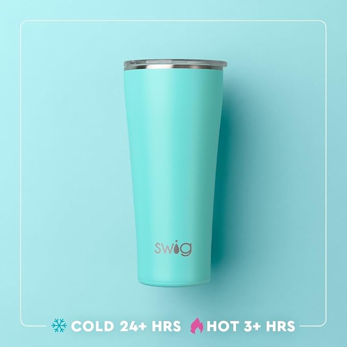 Swig Life 32oz Insulated Tumbler, Travel Coffee Tumbler with Lid, Cup Holder Friendly Travel Coffee Mug, Stainless Steel with Lid (Bourbon Barrel)