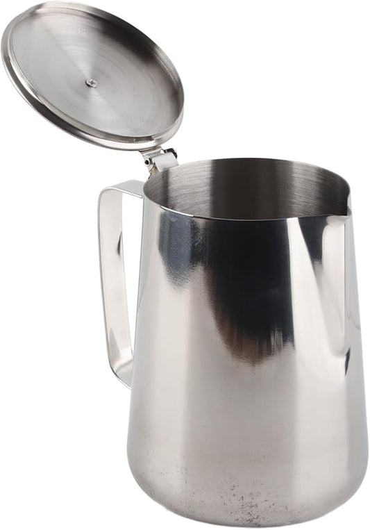 Stainless Steel Milk Frothing Pitcher with Lid for Latte Coffee Art, Small 3oz Creamer Jug, Metal Barista Set, Mini Cup for Health Gear Coffee (2000ml)