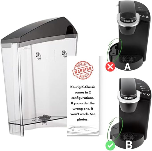 Replacement Water Reservoir Tank for Keurig K-Classic ONLY - CONFIGURATION B. (WILL NOT WORK FOR ANY KEURIG 2.0 MACHINES). ([IMPORTANT: WATCH VIDEO TO VERIFY CONFIGURATION])