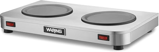 Waring Commercial WCW20 Café Deco Double Coffee Carafe Warmer, 120V, 5-15 Phase Plug,Silver
