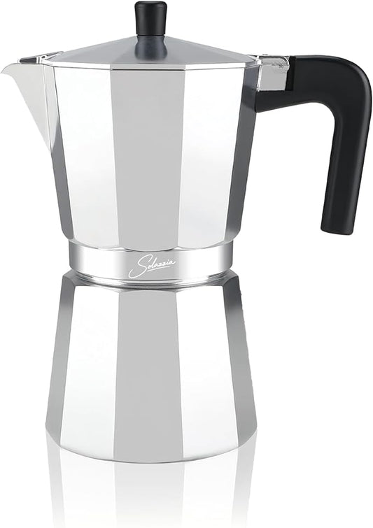 3 Cup Stovetop Espresso Maker Italian Moka Pot, Stove Top Cuban Coffee Maker, Greca Mocha Pot(Basic, 5 oz/150ml)