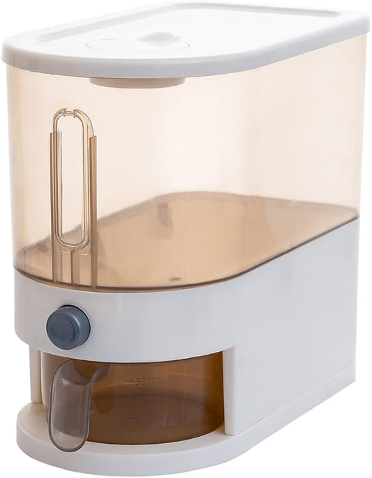 Gagee 11Lbs Rice Dispenser, Large Grain Container Storage with Lid Measuring Cylinder Moisture Proof Household Cereal Dispenser Bucket for Kitchen Soybean Corn,Clear