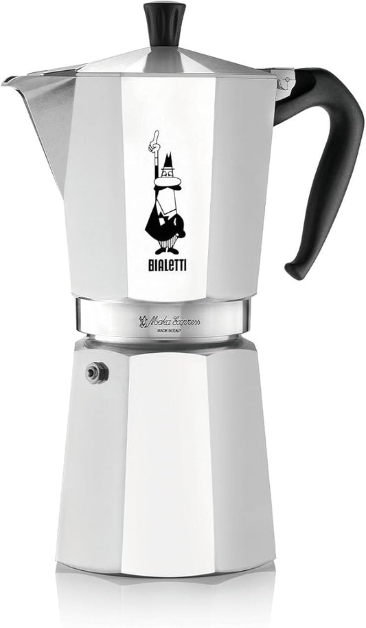 Bialetti - Moka Express: Iconic Stovetop Espresso Maker, Makes Real Italian Coffee, Moka Pot 12 Cups (22.6 Oz - 670 Ml), Aluminum, Silver