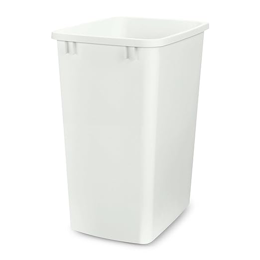 Rev-A-Shelf 35 Quart Kitchen Sink Garbage Can for Base Kitchen and Bathroom Cabinet, Replacement Plastic Trash Bin for Laundry Rooms, White, RV-35-52