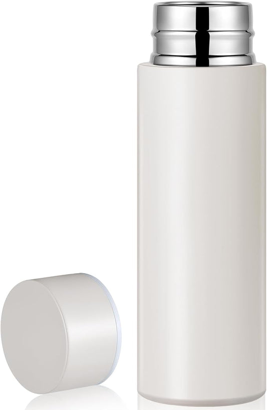 Irenare 5oz Mini Water Bottle Mini Insulated Stainless Steel Bottle Purse Water Bottle Cute Leak Proof Flask Keeps Drink Cold and Hot for Purse Women(Angel White,1 Piece)