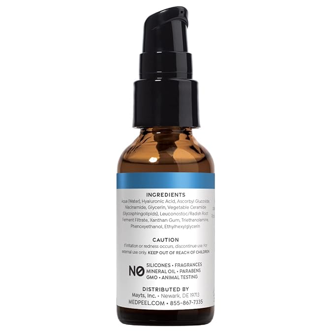 MedPeel Hydra-Plump Hyaluronic Acid Serum 2.5%, Lightweight Face Serum, Deep Hydration for Aging Dry Skin and Healthy Glow, 1.0 fl oz
