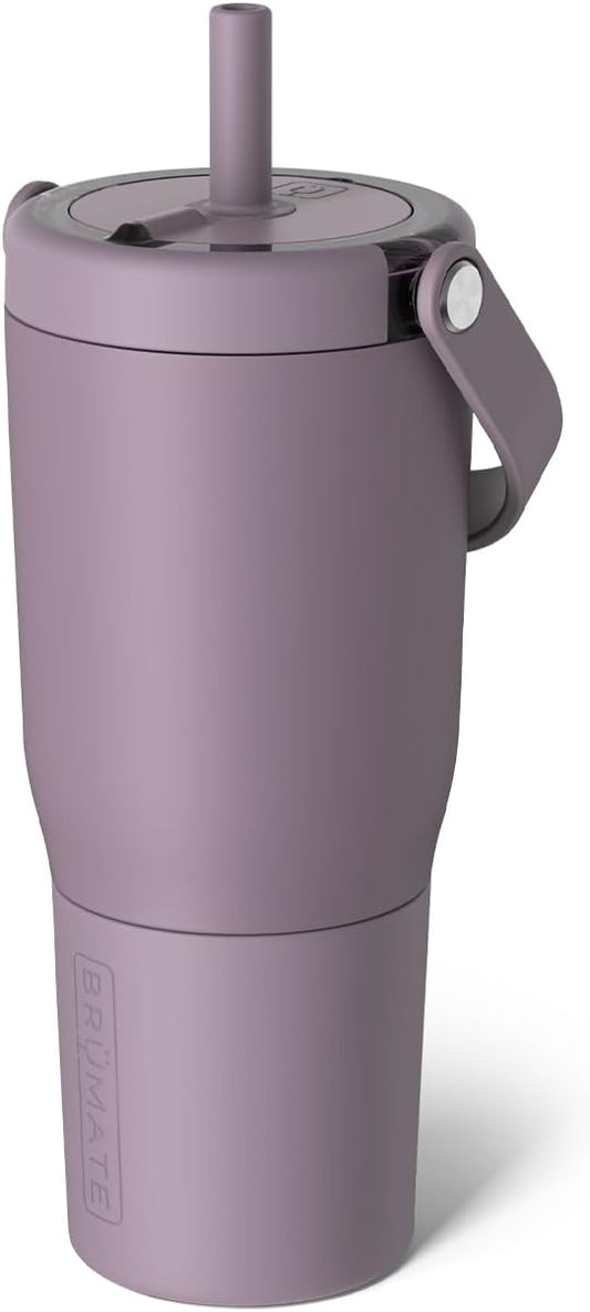 BrüMate Resa 25oz 100% Leakproof Travel Tumbler w/Handle & Straw | Flexible SoftSip Straw | Silicone Sleeve for Durability | Stainless Steel | Cup Holder & Travel Friendly Water Bottle (Lilac Dusk)