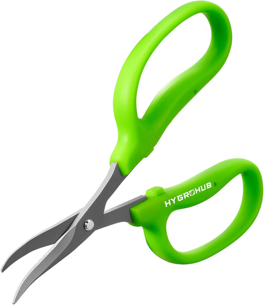 2PCS Garden Scissors, Curved Blade,6in Pruning Shears Snips Non-stick Coated Sharp Steel Blades - Gardening Tools Garden Shears for Plants Herb Flowers in Grow Tent and Hydroponics